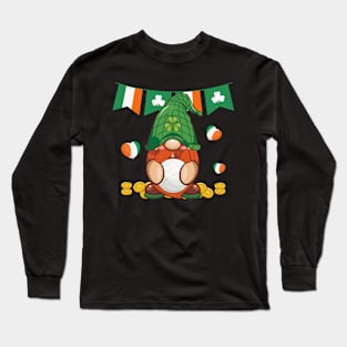 Gnome And Ireland Heart Flag Patrick's Day Long Sleeve T-Shirt